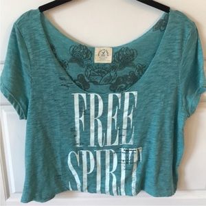 AE Free Spirit Vintage Soft Teal Crop Top